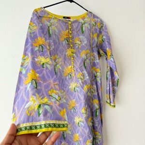 Purple Floral Summer Kurta Dress – Lightweight & Comfortable (Size L)